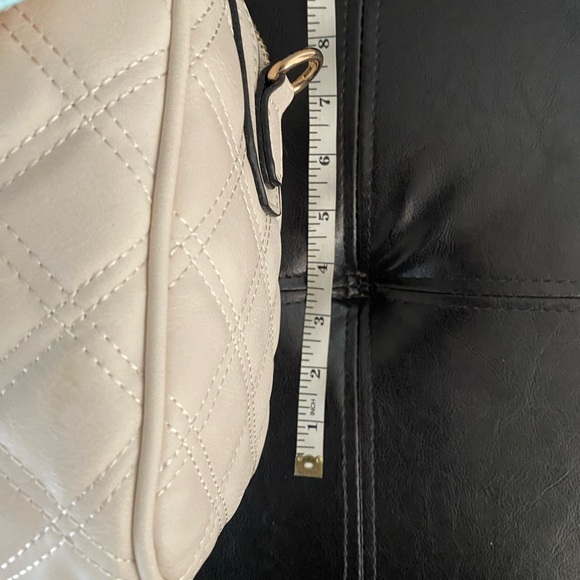 Aldo Beige Quilted Satchel with Gold Chain and Multicolor Scarf - Picture 6 of 7